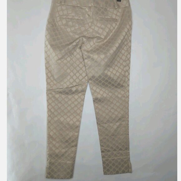 Banana Republic NWT Women Dress Pant 0 Beige Slim Ankle Jacquard Diamond Camden - Picture 5 of 6